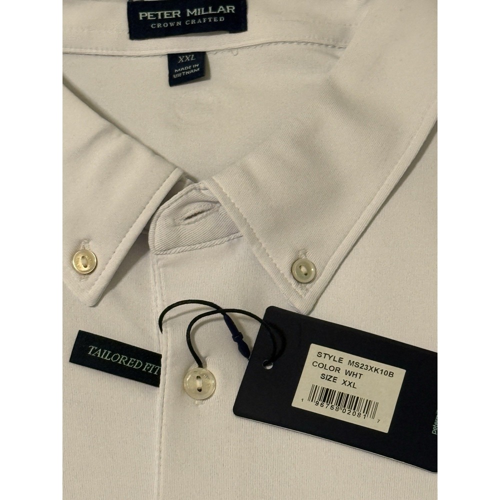 Peter Millar Men 2XL White‎ Blue Crown Crafted Soul Performance Polo Shirt - Picture 3 of 12